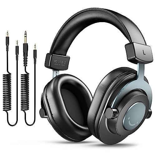 FIFINE Podcast İzleme için Kayıt Üzerinden Kulak Kablolu Kulaklıklar için Stüdyo Monitör Kulaklıklar, Çıkarılabilir Kablolarla Rahat Ekipman Akışı 3,5 mm veya 6,35 mm Jak, Siyah, PC/Mikser-H8