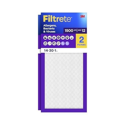 Filtrete 14x30x1, AC Fırın Hava Filtresi, MPR 1500, Healthy Living Ultra Alerjen, 2'li Paket (Tam Ölçüler 13,81 x 29,81 x 0,78)
