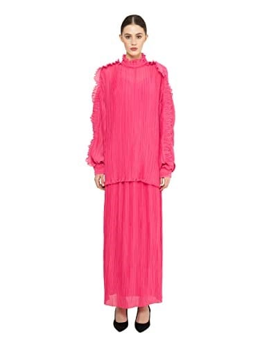 Fırfırlı Piliseli Pembe Bluz