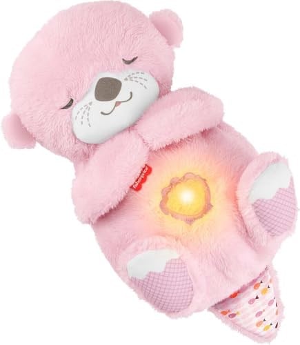 Fisher-Price Uyku Arkadaşı Su Samuru oyuncağı ve ses makinesi, yenidoğanlar için, Nefes alıp verir gibi hareket eden, ışıklı ve taşınabilir, JLJ33