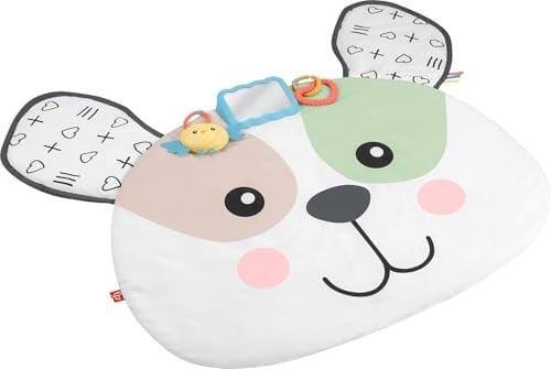 Fisher-Price Yenidoğanlar için karın üstünde oynama oyuncağı, Sevimli Köpekçik Büyük Oyun Minderi ve duyusal gelişim aktiviteleri, HYR51