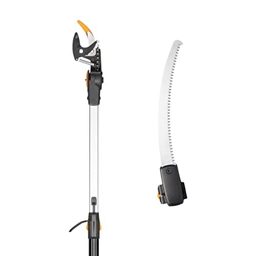 Fiskars Zürafa kesme seti, Bypass teleskopik kesme zürafası, çelik bıçak/alüminyum sap, 2,4-4 m, UPX86 ve adaptörlü ağaç testeresi, sertleştirilmiş çelik, 46 cm, 1023634