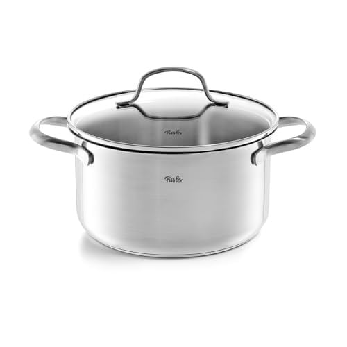 Fissler San Francisco/Paslanmaz Çelik Tencere (3,3 L - Ø 20 cm) Cam Kapaklı Tencere, Dökme Kenarı, Ölçüm Ölçeği - Endüksiyon - Seçenekler: 1,9 L - Ø 16 cm, 3,3 L - Ø 20 cm, 5.3 liters
