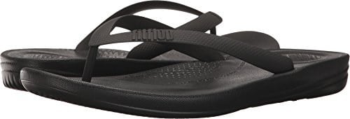 Fitflop Erkek iQushion Ergonomik Parmak Arası Terlik Açık Burun Sandalet, siyah, eu
