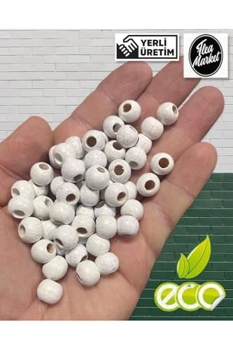 Flea Market 10mm Ahşap Boncuk Beyaz 1 Kg, Eko1KG10byz