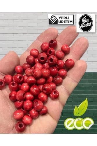 Flea Market Ekonomik Paket 1 Kilo 10mm Ahşap Boncuk Karışık Renk, Eko1KG10KırmızıOrg