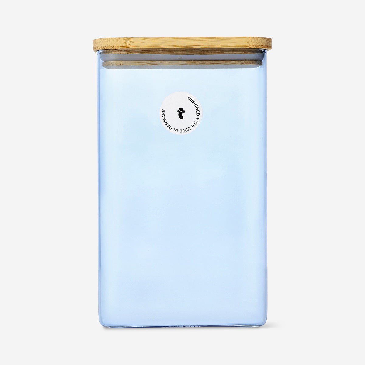 Flying Tiger Copenhagen Bambu Kapaklı Mavi Cam Saklama Kabı 1,7 L