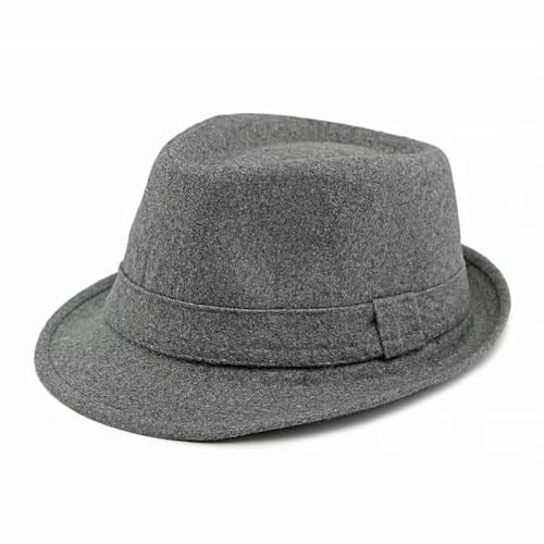 Fötr Keçe Şapka Yün Fedora Erkek/Kadın Panama Şapkası Kış Şapkası, gri, One Size