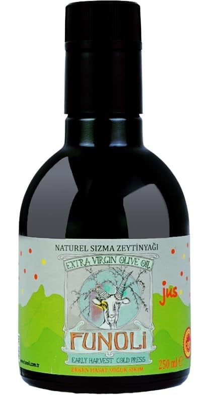 Funoli Jus Premium Natürel Sızma Zeytinyağı, 770 mg/kg Çok Yüksek Polifenol, Memecik, Milas, Avrupa Konseyi Coğrafi İşareti, PDO, 250 ml, Sınırlı Sayıda Üretilmiştir