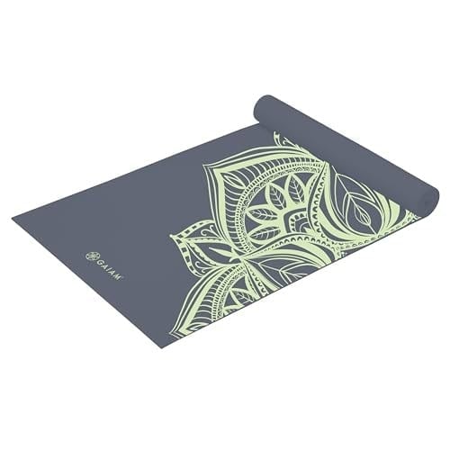 Gaiam Yoga Matı, Her Türlü Yoga, Pilates ve Yer Egzersizleri için, Yüksek Kaliteli, 5 mm, Baskılı, Kalın, Kaymaz, Egzersiz ve Fitness Matı (1,73 m x 61 cm x 5 mm)