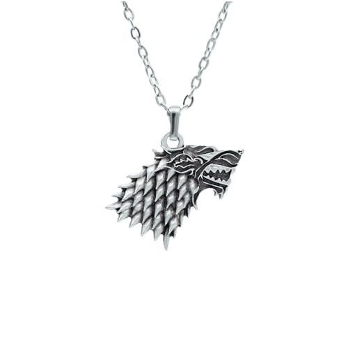 Game Of Thrones Stark Kurt Erkek Kadın Kolye Antik Gümüş Kaplama - 60 cm Düz Zincir