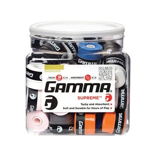 GAMMA Sports Supreme Overgrip, Tenis OG, Pickleball, Beyzbol, Hokey, Avcılık, Padel, Çeşitli Renk ve Paket Boyutu Seçenekleri için Gü - Seçenekler: Supreme Tour Pack 15'li beyaz, 60 adet, Jar of 60...