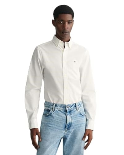GANT Erkek Beyaz Slim Fit Çizgili Gömlek - Bedenler: S, M, L, XXL, 3XL