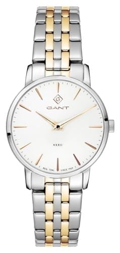 GANT Park Avenue 32 (32 mm) beyaz kadran/iki renkli PVD paslanmaz çelik G127019, bileklik