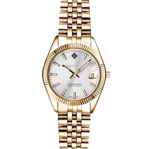 GANT Sussex Mini (28 mm) gümüş kadran/altın renkli PVD paslanmaz çelik G181003, bileklik