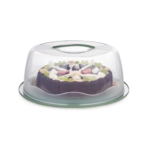 Geçmeli Kilitli, Kapaklı ve Saplı Yaş Pasta, Kek Taşıyıcı, Mutfak Saklama İçin Yuvarlak Fanus, BPA İçermeyen Kek Fanusu, Börek, Çörek Saklama Kabı, Cupcake, Turta Taşıma Kutusu (Yeşil)