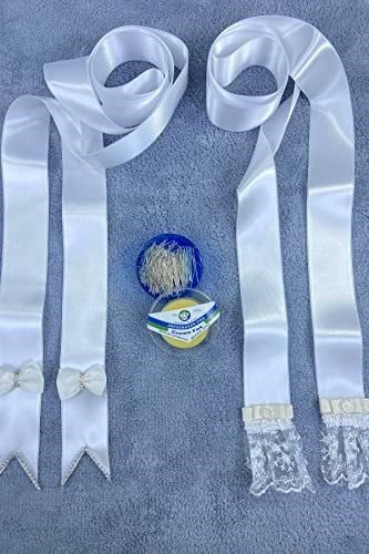 Gelin Damat Takı Merasimi İçin Dantelli İncili Takı Kurdelesi Takı Kemeri Ve İğne Seti