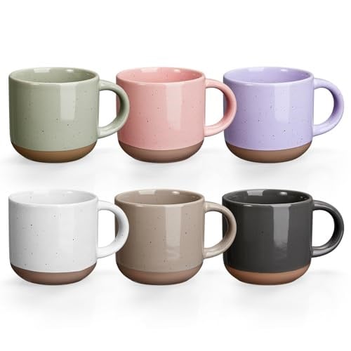 Gencywe Morandi Renkli Seramik Mini Espresso Bardakları 6'lı Set, 145 ml Espresso Kupaları, Saplı Porselen Kahve Kupaları, Demitasse Bardakları, Modern Stil Espresso Bardakları, Mikrodalga Bulaşık Mak