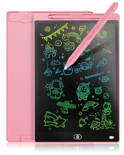Genialba LCD Yazı Tahtası, 20 cm (8,5 inç), Renkli Yazı Tableti, Çocuk Hediyesi, Elektronik Grafik Tableti, 2-7 Yaş Kız Çocukları İçin (Pembe)