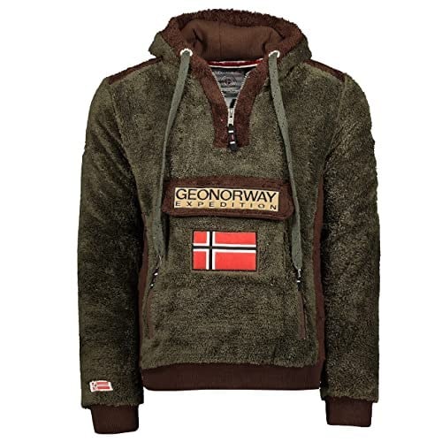 Geographical Norway Gymclass Sherco Men - Kapüşonlu Sweatshirt ve Kanguru Çanta Erkekler için Logo Sweatshirt - Erkekler için - Sweat Shirt Hoody uzun kollu, haki, XL