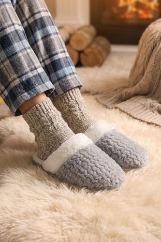 Gezer Kışlık Içi Peluşlu Kadın Ev Bahçe Terlik GT2KZE.14739.01, Gri, 40