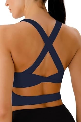 Ghassy Co. Kadın Çarpraz Sırt Detaylı Kaplı Yoga Egzersiz Fitness Spor Sütyeni CRS001 LACİVERT L