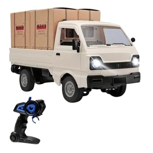 Giffy/Uzaktan Kumandalı RC Kamyonet,Yük Taşıma Aracı,Sesli,Işıklı,Şarjlı,(Pil Hediyeli),2.4 Ghz Araç, Koli Taşıyabilen Nakliye Kamyoneti (Beyaz)