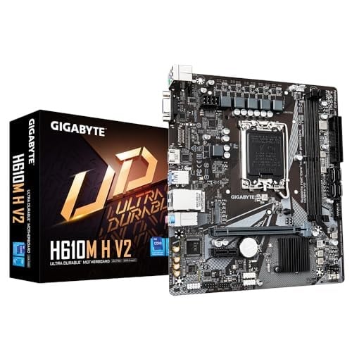 Gigabyte H610M H V2 ana kart - Intel Core 14. CPU'ları destekler, 4+1+1 hibrit dijital VRM, 5600 MHz'e kadar DDR5, 1 x PCIe 3.0 M.2, GbE LAN, USB 3.2 Gen 1
