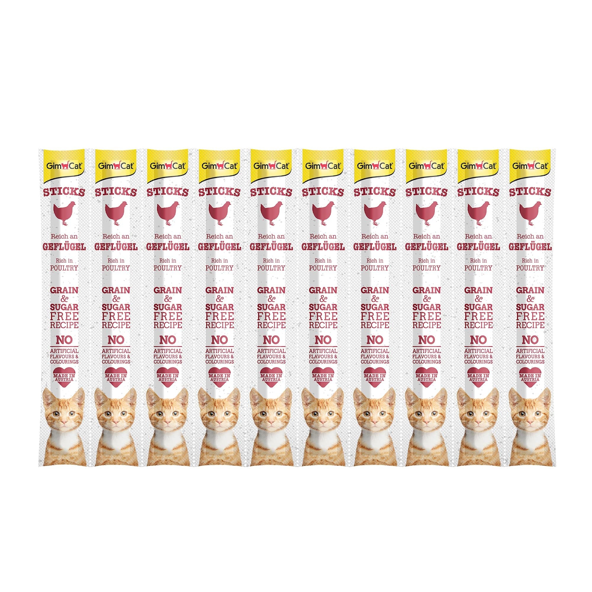GimCat Sticks Kümes Hayvanları - Yüksek Et İçerikli ve Şeker Katkısız Yumuşak Çiğneme Çubukları - 1 Çoklu Paket (10 Çubuk)