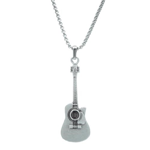 Gitar Örme Zincir Kolye - Gümüş Kaplama - Erkek Kadın Kolye - No:1293