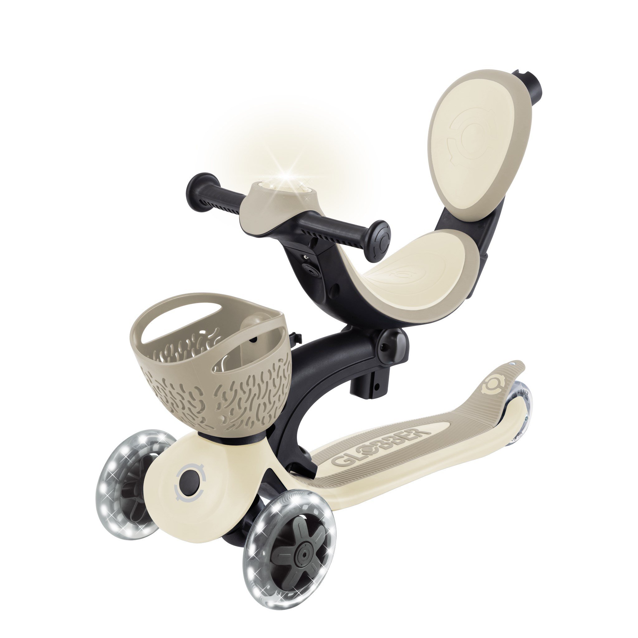Globber Go Up Baby 360 Işıklı Scooter/ Koyu Bej