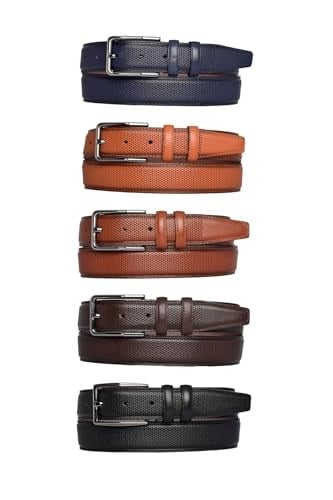 Goderi%100 Hakiki Deri, 5'Li Mükemmel Set, Nokta Baskılı Kumaş Pantolon Kemeri 3.5 Cm_Noktalı 115 Cm