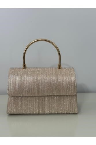 Gold Işıltılı Clutch Abiye Çanta