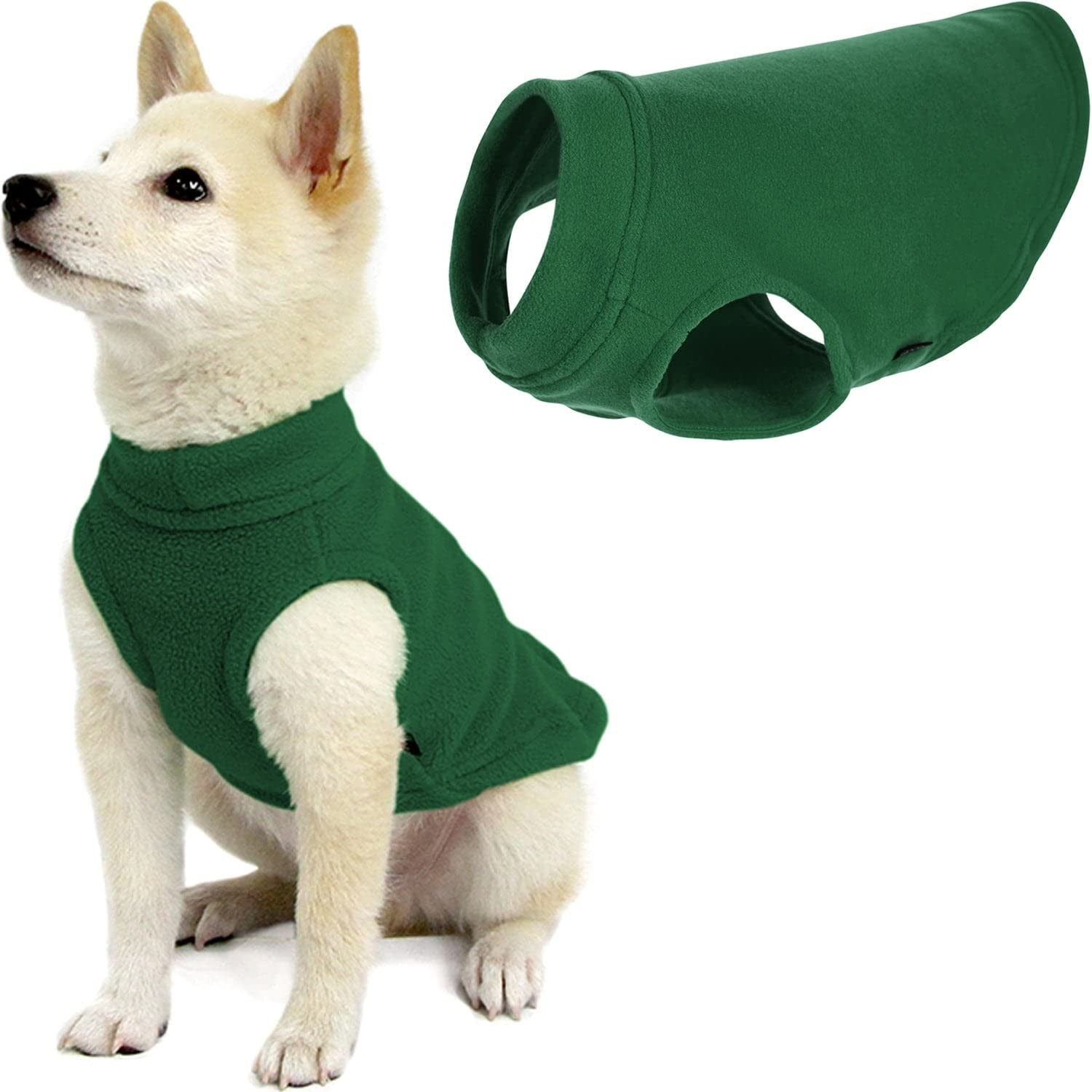 Gooby - Streç polar yelek kazak polar yelek ceket kazak köpek için orman yeşili, beden S (21,6 cm)