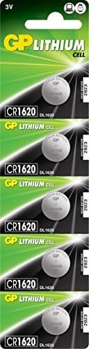 GP B atteries CR1620 1620 Boy Lityum Düğme Pil, 3 Volt, 5'li Kart, Gri
