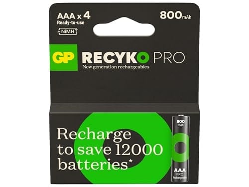 GP Batteries Recyko Pro AAA İnce Ni-Mh Şarjlı Pil, 1.2 Volt, 4'lü Kart