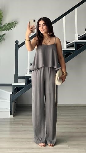 Gri Premium Tnsel Kumaş Bluz-Pantolon Takım