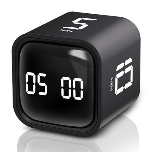 GT-1 Pomodoro Zamanlayıcı Küp, Flip Timer, Öğrenci Ders Çalışma Saati, 5/10/30/60 dk & Özel Geri Sayım, USB Şarjlı, Sessiz/Titreşimli Alarm, Mutfak Kronometresi - Siyah