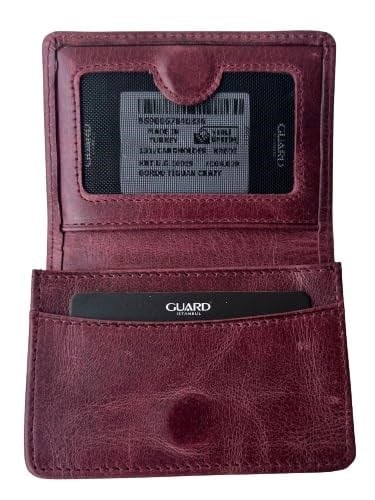 Guard Cüzdan Mini Mıknatıslı Kartlık Kartvizitlik Hakiki Deri 10.5x7.5x2 cm Mini (Bordo)