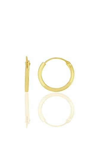 Gümüş altın yaldızlı 14 mm halka küpe