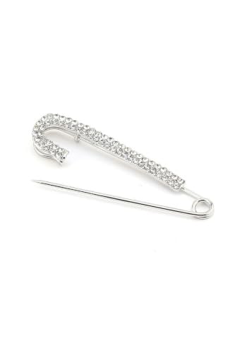 Gümüş Kaplama Kristal Taşlı İskoç İğnesi Broş, Unisex