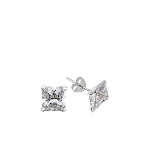 Gümüş Kare Tek Taş Zirkon Küpe - 4 mm