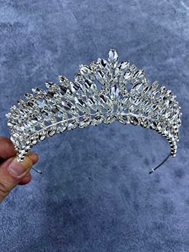 Gümüş Rengi Kristal Taşlı Angelina Model Kına Ve Gelin Tacı
