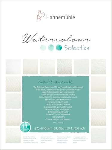 Hahnemühle 10 628 001 Watercolor Selection Suluboya Blok Kağıdı, 24x32, 200-600 GSM, 12 Çeşit