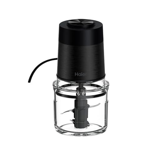 Haier I-Master Series 5 Mini Doğrayıcı, Güçlü 550 W, 2 Vitesli, Sebze Doğrayıcı, Kaymaz Taban, 0,5 L Cam Kase [Siyah]