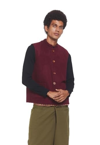 Hakim Yaka Bohem Erkek Yelek Bordo