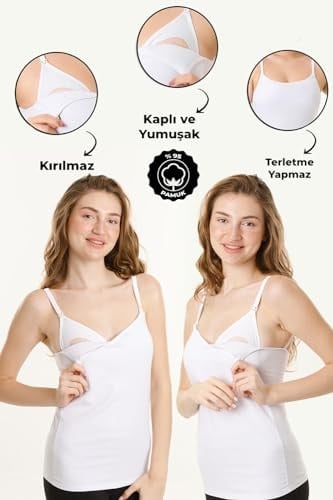 Hamile Kaplı Emzirme Atletli 2li Set beyaz-beyaz