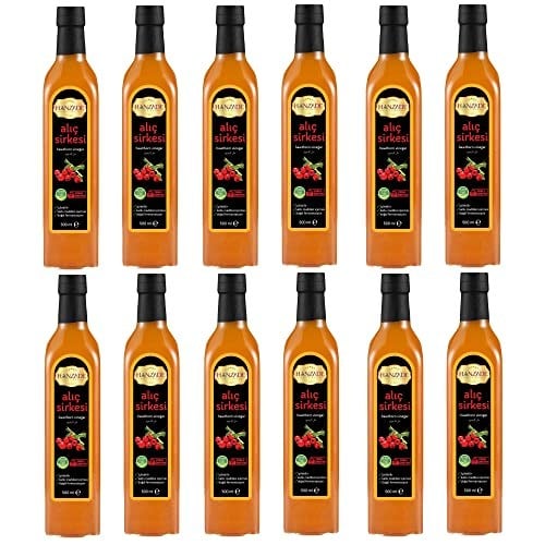 Hanzade Bitkisel Alıç Sirkesi 500 ML x 12 Adet Doğal Fermantasyon İçilebilir Katkısız Cam Şişe
