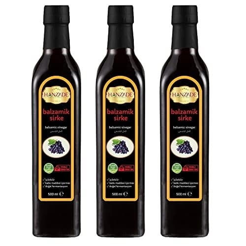 Hanzade Bitkisel Balzamik Sirke 500 ML x 3 Adet Doğal Fermantasyon İçilebilir Katkısız Cam Şişe