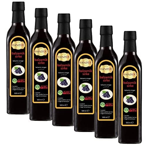Hanzade Bitkisel Balzamik Sirke 500 ML x 6 Adet Doğal Fermantasyon İçilebilir Katkısız Cam Şişe
